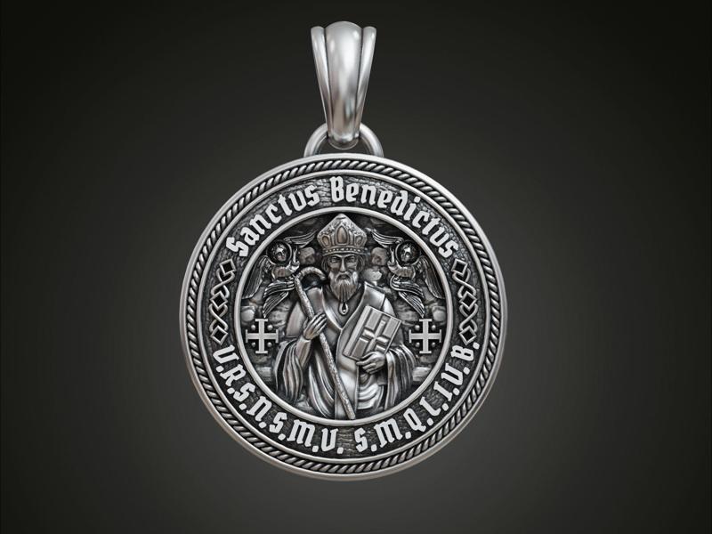 Saint Benedict round pendant