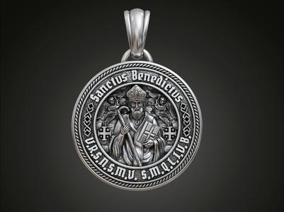 Saint Benedict round pendant