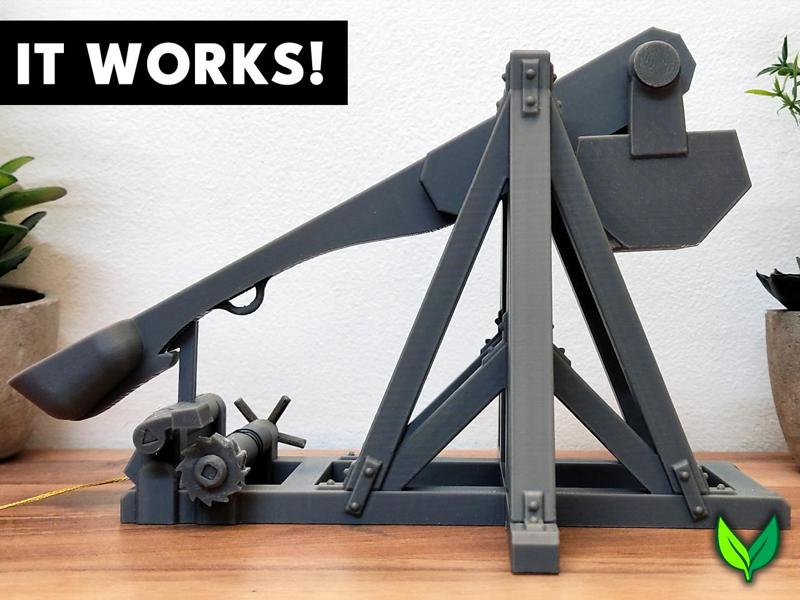 Working 3D Printed Trebuchet Modular Siege Engine