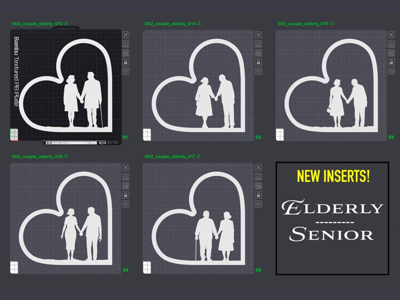 5x Elderly / Senior Inserts Shadowbox