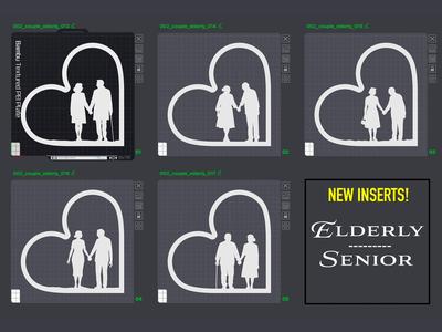 5x Elderly / Senior Inserts Shadowbox