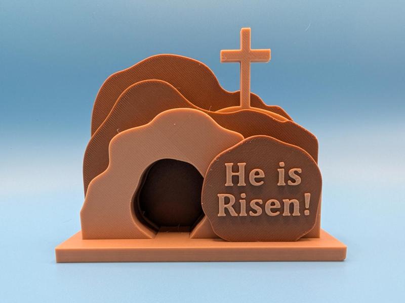 “He is Risen!” Easter empty tomb with cross