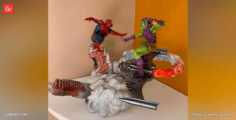Spider-Man vs Green Goblin in Diorama STL files for 3D Printing | Assembly Model