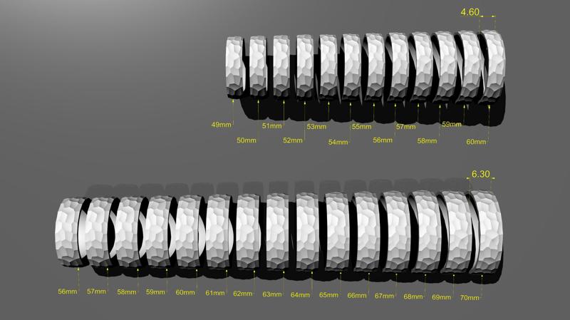 Collection of Hammered Wedding Rings  – All Sizes