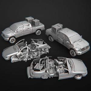 Car and car in ruins