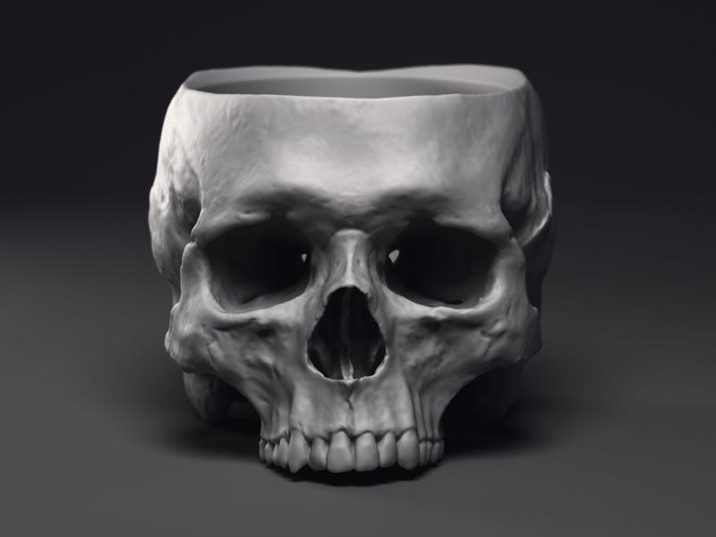 Skull Flower Pot Printable 3D Model
