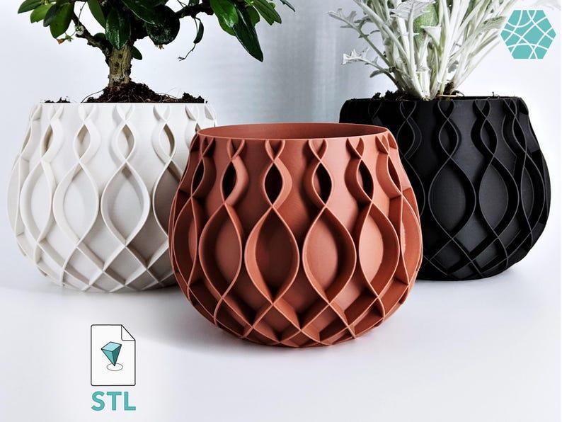 Plant Pot STL 3D Print File Model "Bellvere" for Planters and big Plant Pots to 3D Print | Flower Pot |  Instant Download