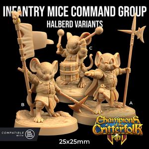Infantry Mice Command Group with Halberds