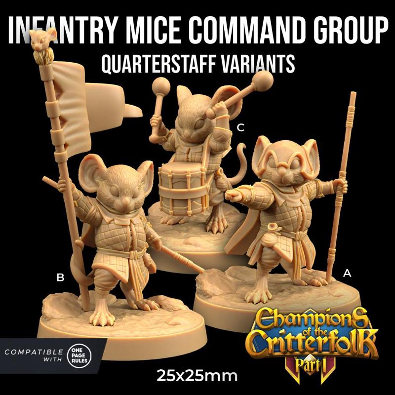 Infantry Mice Command Group with Quarterstaff