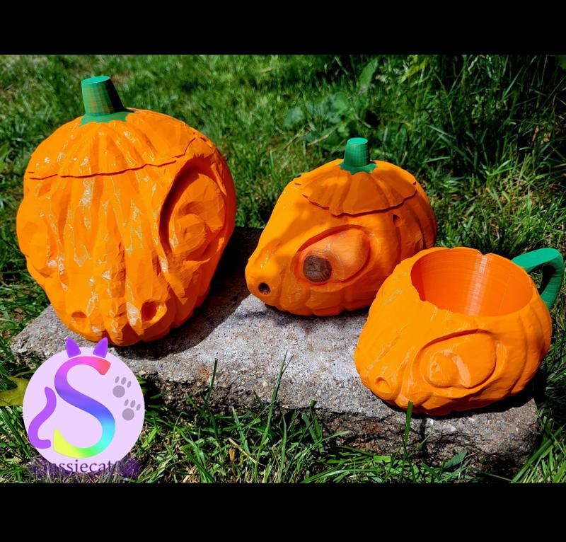 Pumpkin dragon skull mug/stein, candy bowl and trick or treat bucket