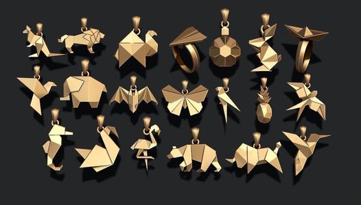 low poly ship camel lion  parrot bat dove bull pendants pack