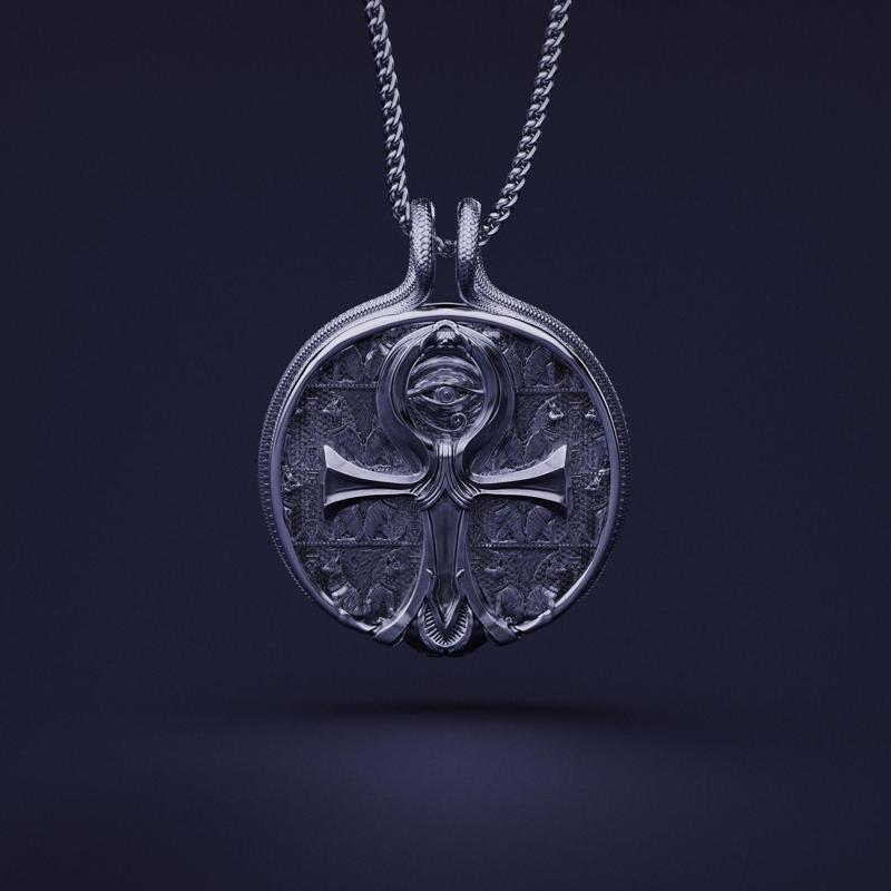 Ankh Coin Pendant with Snakes hook