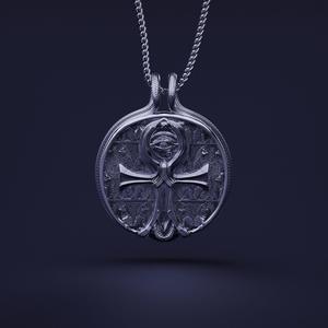 Ankh Coin Pendant with Snakes hook