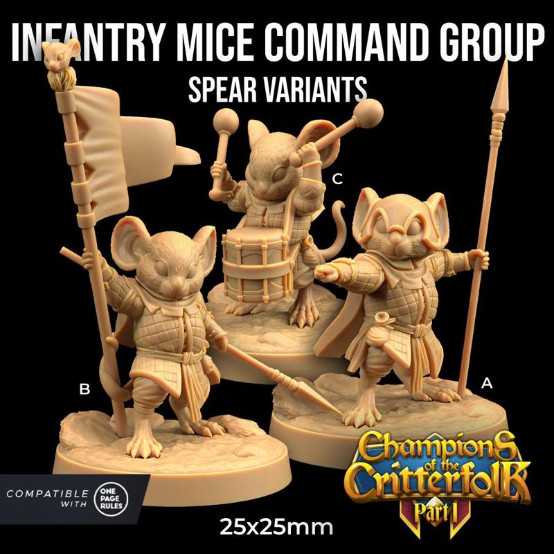 Infantry Mice Command Group with Spears