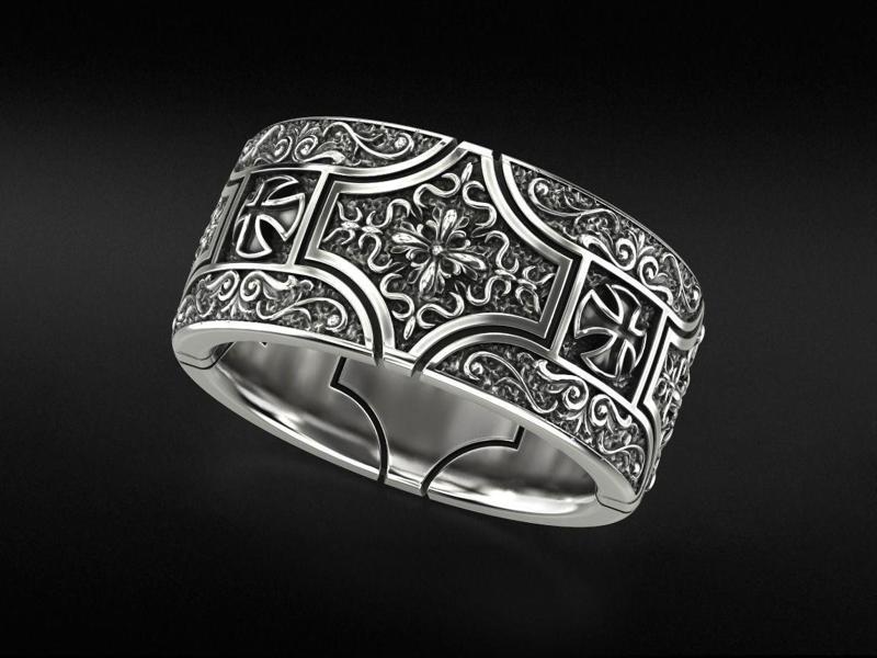 Stylish ring in silver with a cross 777