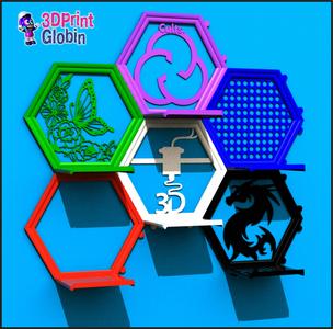SET OF 6 HEXAGONAL SHELF STANDS – BEEHIVE