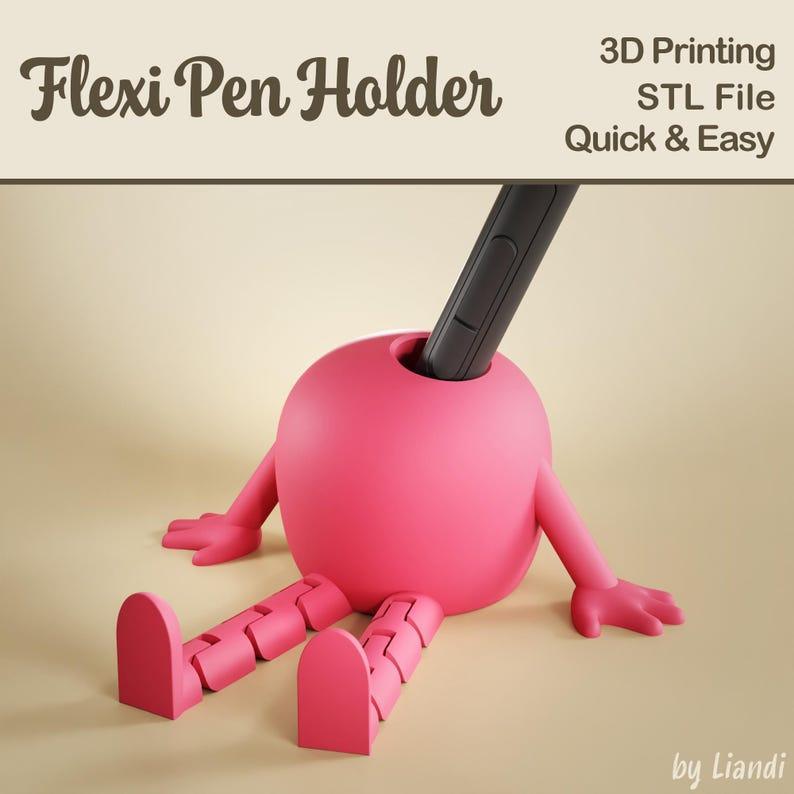 Pen Holder STL with Flexible Legs - 3D Print File, Flexi Sitting Toy, Articulated, Digital Download for Commercial Use