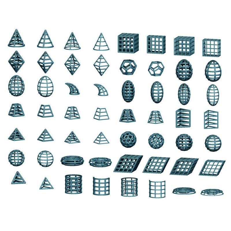 Collection of 17 Wireframe Geometric Shapes
