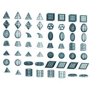 Collection of 17 Wireframe Geometric Shapes