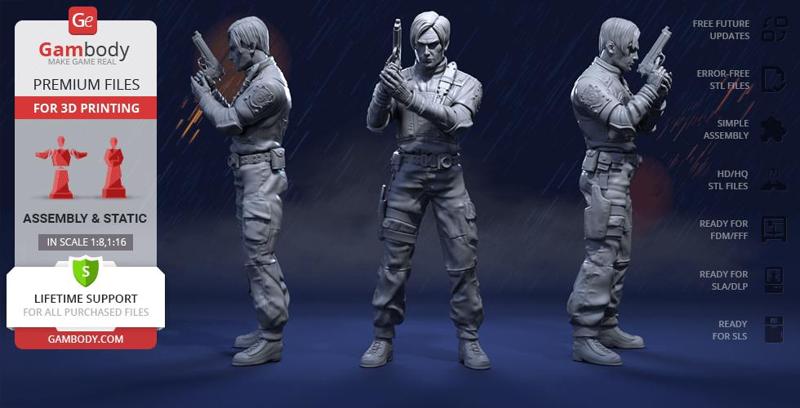 Leon Kennedy 3D Printing Figurine | Assembly