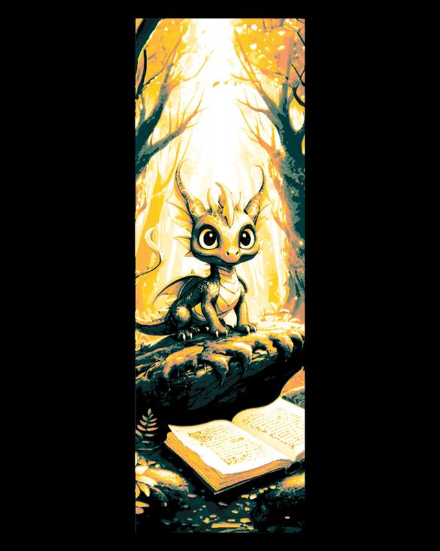 Sitting down for a little reading time – Young Dragon with Books set of Bookmarks