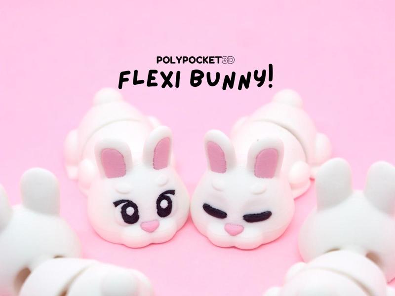 Cute Flexi Bunny with Keychain – No Supports