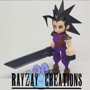 Zack Fair from Final Fantasy VII low poly Action figure