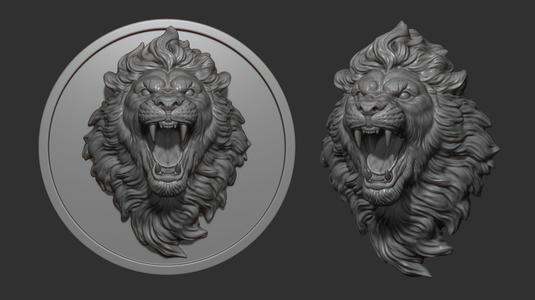 Lion with an open mouth