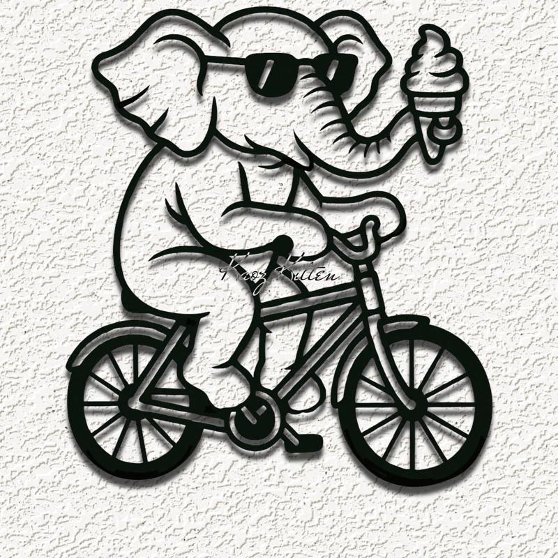 elephant bicycle wall art home decor