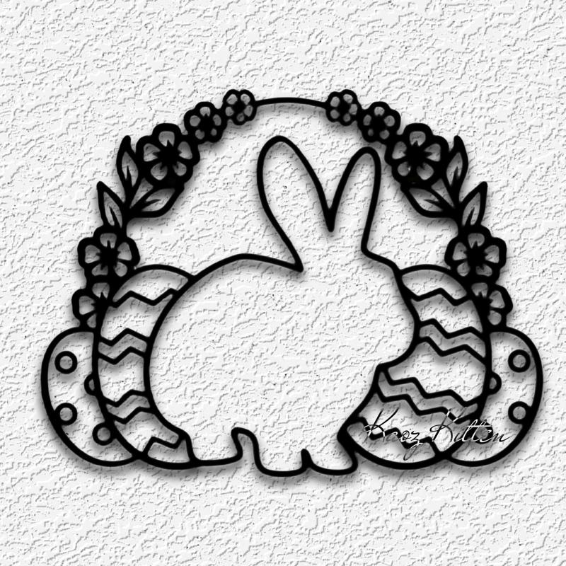 easter bunny eggs wall art rabbit flowers home decor