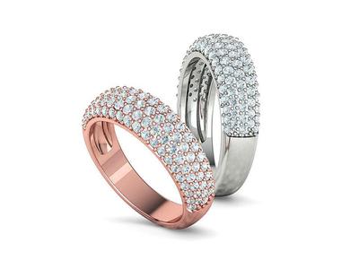 Dome Shaped Diamond Pave Ring 6mm wide 3dmodel
