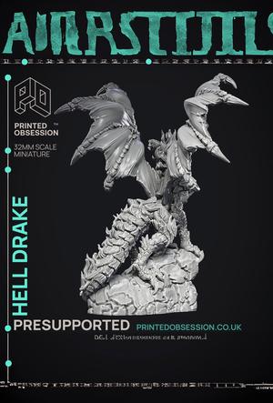 Hell Drake – Demon Dragon – PRESUPPORTED – Illustrated and Stats – 32mm scale
