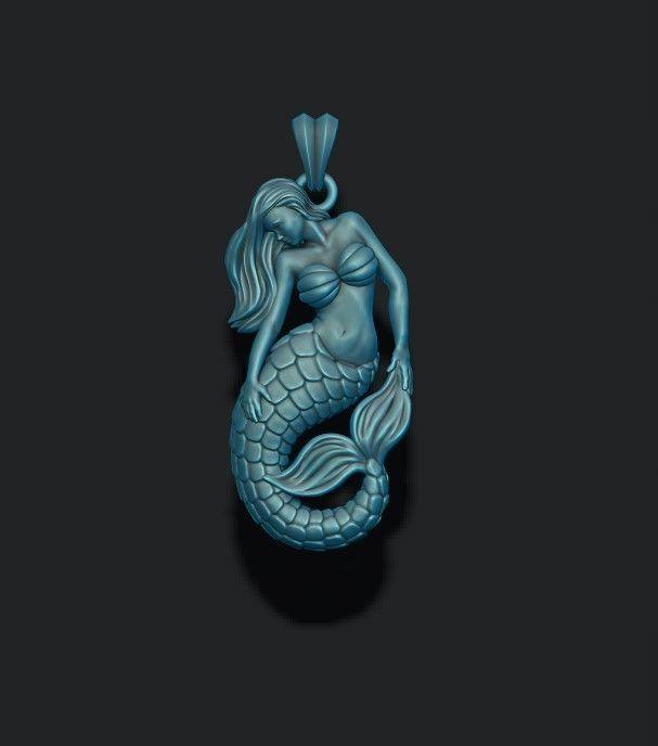 Mermaid pendant basrelief