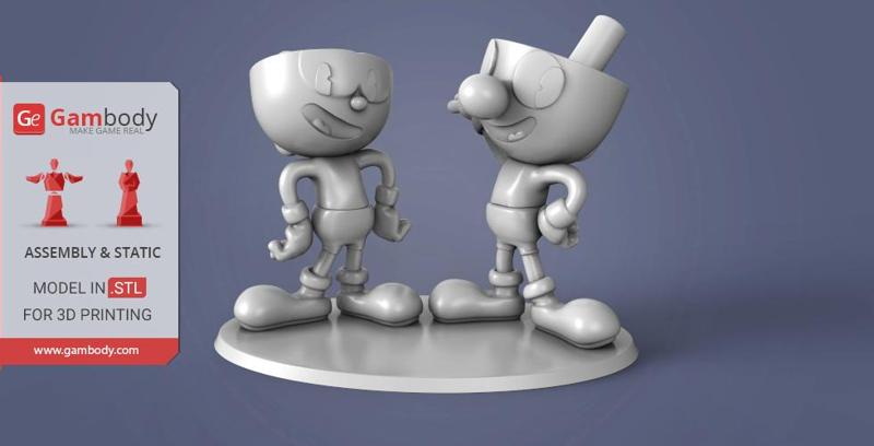 Cuphead and Mugman 3D Printing Figurines | Assembly