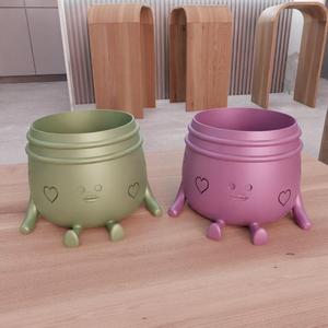 3D Sitting Cute Planters with 2 Lip Versions and 3D Stl Files & Planter Pot, 3D Printed Decor, Indoor Planter, 3D Printing, Small Planter