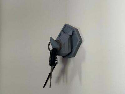 Rhino Ornament Wall Hook Low Poly