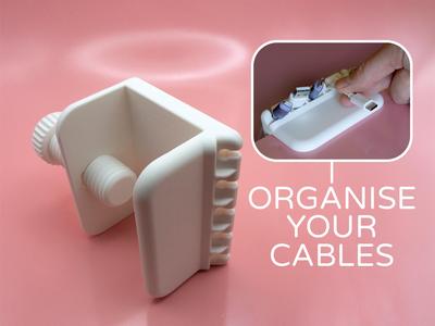Desk Clamp Small Cord Holder by Pork3D.com