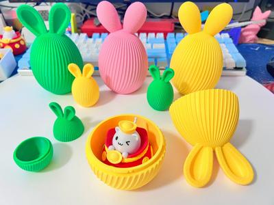 Easter Egg Container with Bunny Ears (Hidden Seams, Snap-Fit Assembly) Mystery Box Container