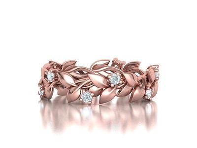 Floral Leaves Eternity Ring Nature Inspired Leaves Ring 7US