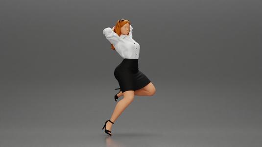 Sexy Secretary posing With Kneeling On An Office Chair