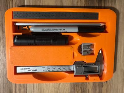 Engineer’s tool tray and organizer.