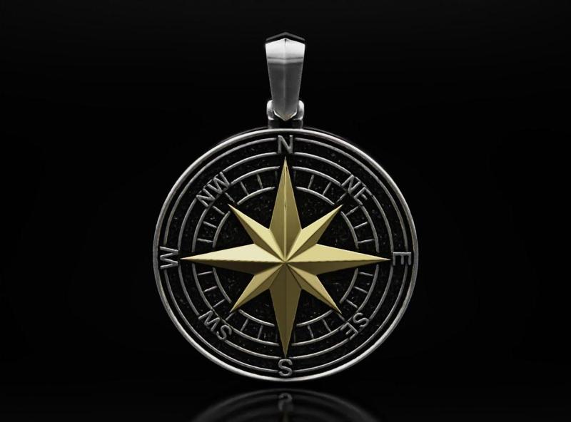 Compass pendant for men 640