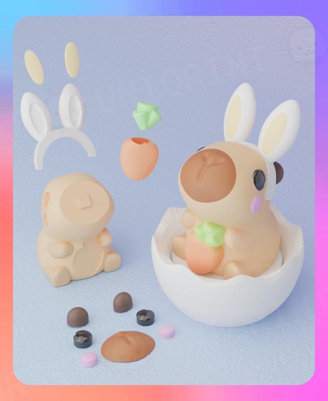 Capybara Bunny Ear Clicker & Keychain (Separated Parts)