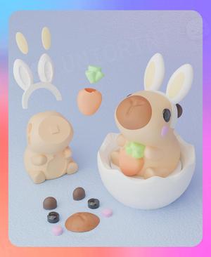 Capybara Bunny Ear Clicker & Keychain (Separated Parts)