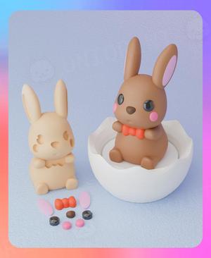 Easter Bunny Clicker & Keychain (Separated Parts)