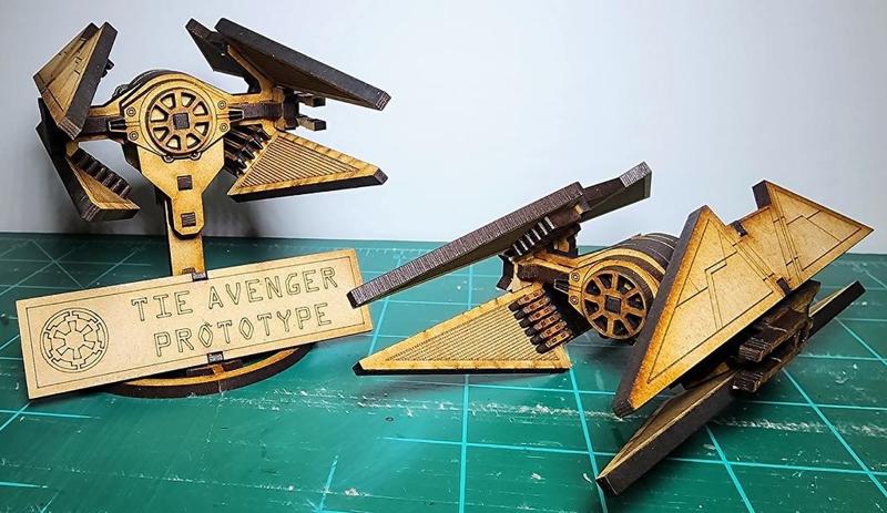 Star Wars Small Laser Cut Tie Avenger Prototype from Andor – With Stand