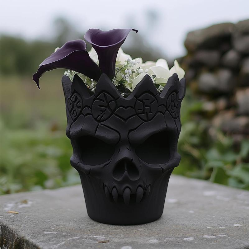 Gothic Skull Crown Vase for Dark Home Decor Lovers