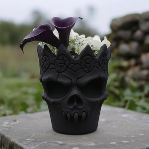 Gothic Skull Crown Vase for Dark Home Decor Lovers