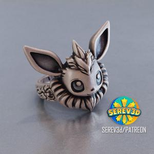 Eevee Ring and Pendant – Pokemon- 3D print STL and multicolor 3MF file