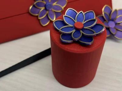 Cosmetic Egg Holder with Floral Design (Forbidden City Red Series)